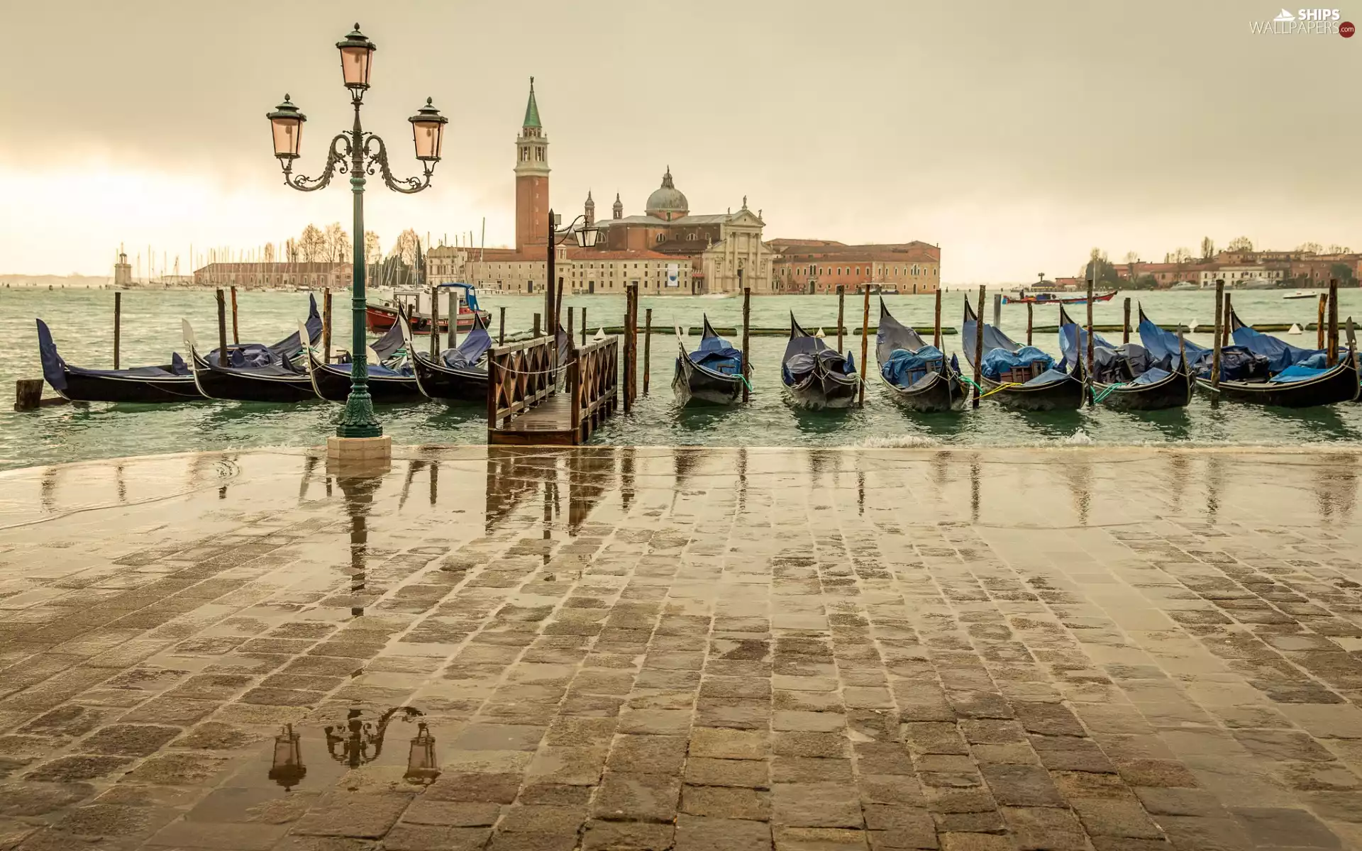 boats, Lighthouse, Venice, wharf