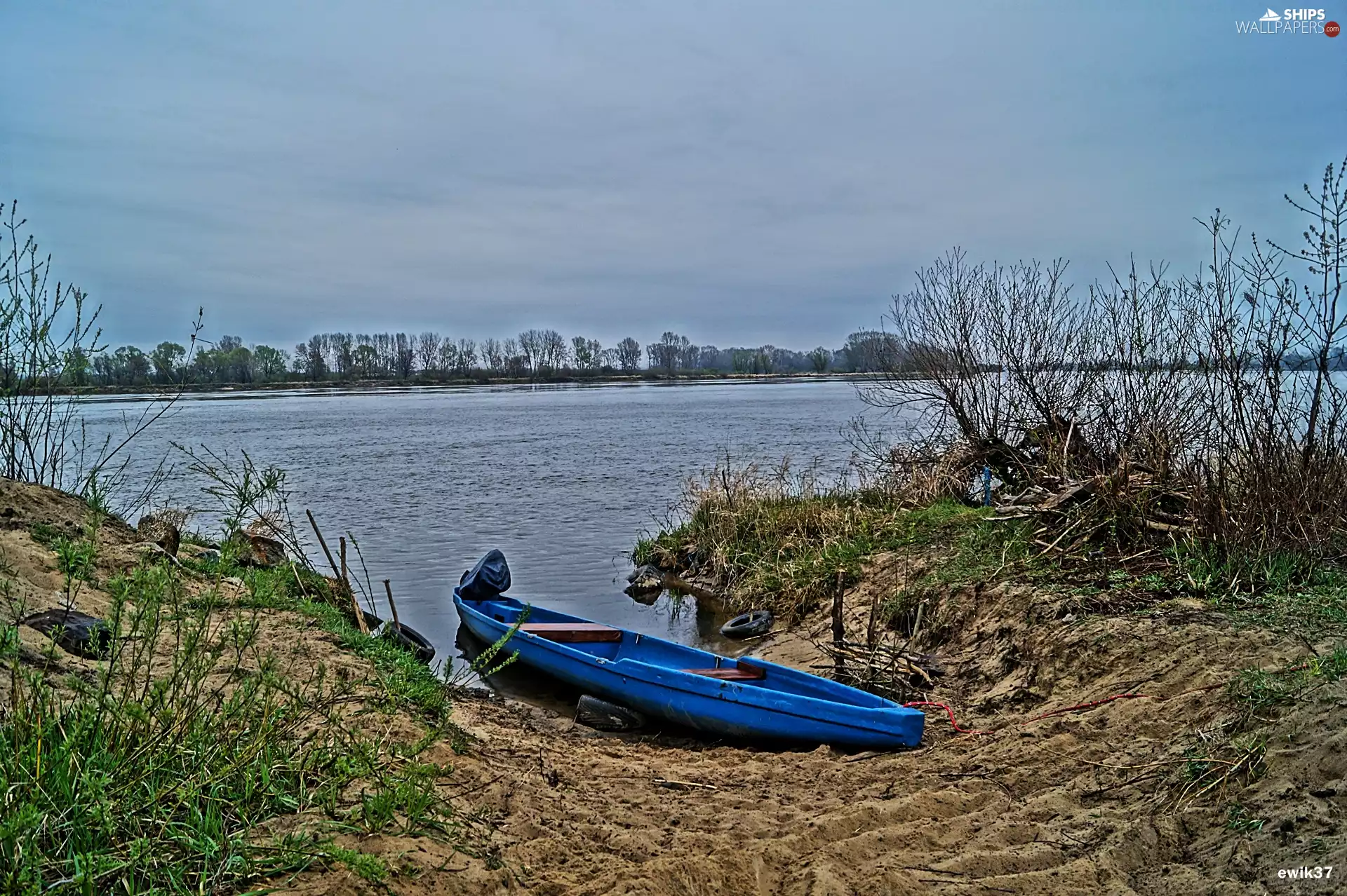 River, Boat, VEGETATION, Wisła