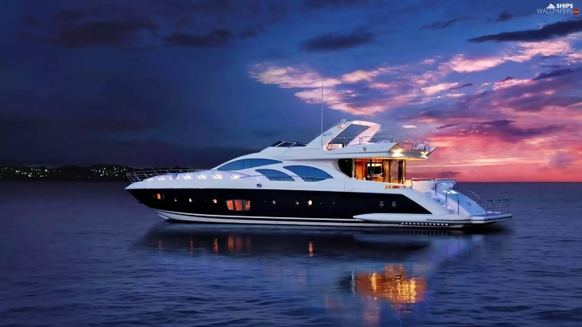 Luxury, sea, evening, Yacht
