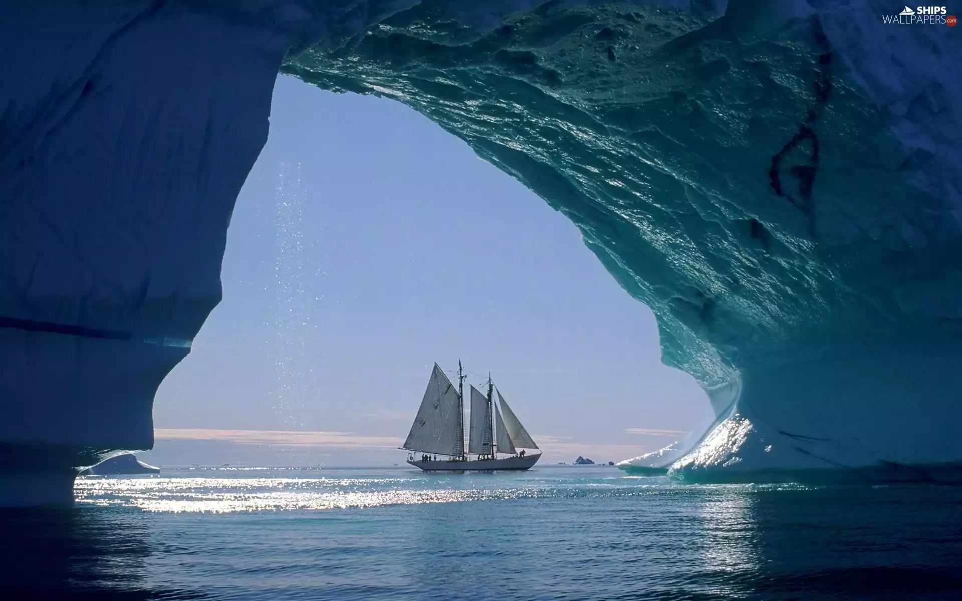 Yacht, Yacht, mountains, Ice, sea