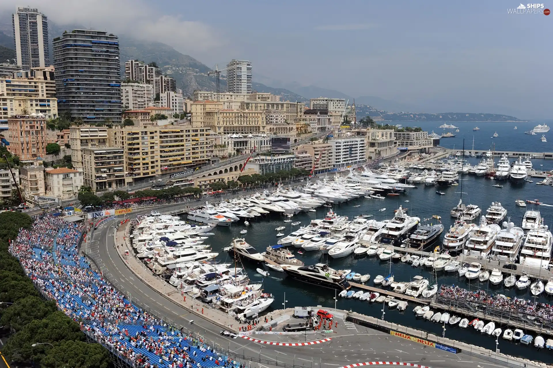 town, Monaco, Yachts, vessels, port, panorama