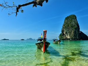 Thailand, Reilly, Boats, rocks, peninsula, Beaches, sea