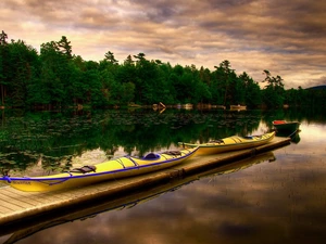 lake, Platform, HDR, boats