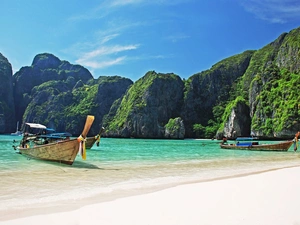 boats, Mountains, sea