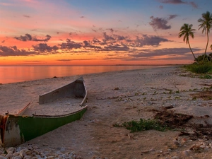 sea, west, wreck, boats, Beaches, sun