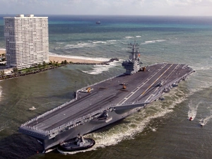 sea, aircraft carrier, buildings
