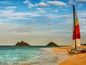 Catamaran, sea, Beaches