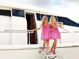 Pink, dresses, girls, Yacht, Two
