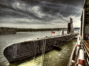 Ship, Turkish, flag, immersed