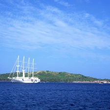 sailing vessel, sea, Island