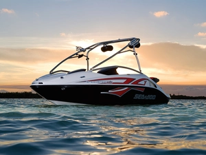 lake, Motor boat, Great Sunsets