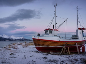 winter, smack, Sørkjosen, Norwegian Sea, Norway