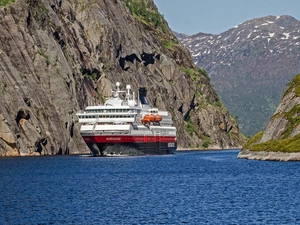 rocks, Norway, sea, Mountains, Ship