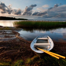 paddle, lake, Boat