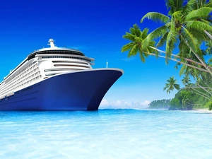 Palms, Ship, Beaches, sea, summer