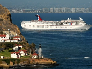 passenger, Ship, Coast, Town, sea