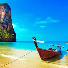 Rocks, Boats, sea