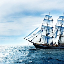 sailing vessel, sea