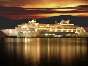 reflection, sea, passenger, Night, Ship