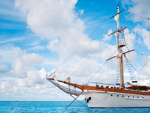 clouds, sailing vessel, sea