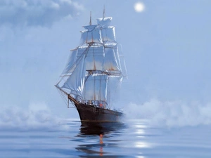 Fog, sailing vessel, sea