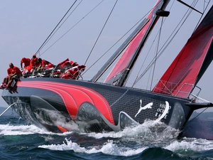 Yacht, Waves, People, sea