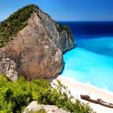 Shipwreck Bay, Greece, rocks, sea, wreck, Zaynthos