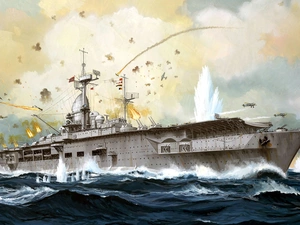 sea, Ship, Military truck