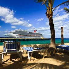 Ship, Beaches, deck chair