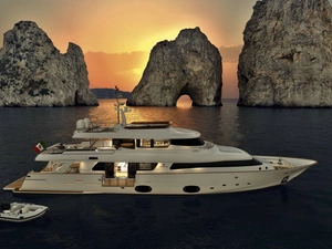 Great Sunsets, rocks, Yacht, sea