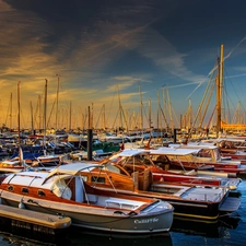 Yachts, west, sun