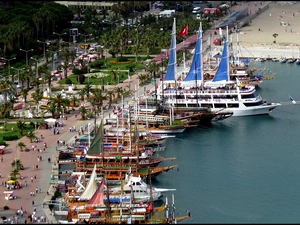 Harbour, sea, boulevard, wharf, Antalya, Yachts, VEGETATION